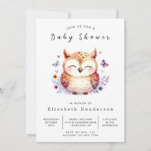 Classic Woods Owl Baby Dusche Einladung
