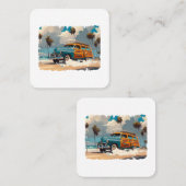 Classic Woody Wagon Quadratische Visitenkarte (Vorne/Hinten)