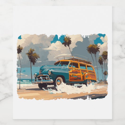 Classic Woody Wagon Weinetikett (Einzelnes Label)