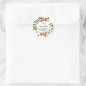 Classic Wreath Custom Script Holiday Return Label Quadratischer Aufkleber (Tasche)