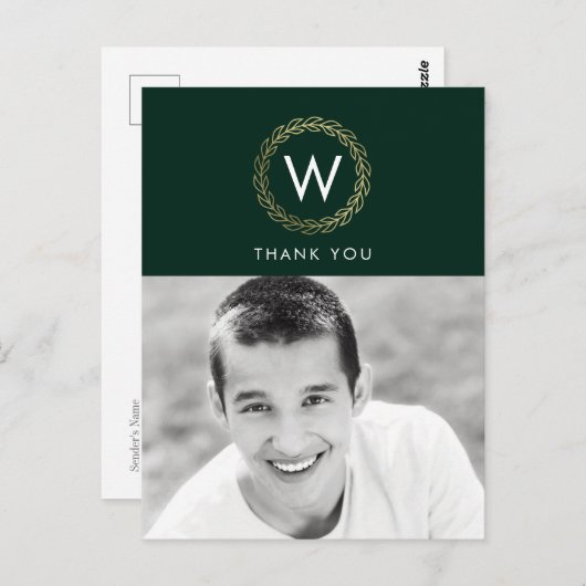 Classic Wreath EDITABLE FARBE Vielen Dank Postkarte (Vorne/Hinten)