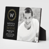 Classic Wreath EDITABLE FARBEN Abschluss Plaque Fotoplatte (Seite)