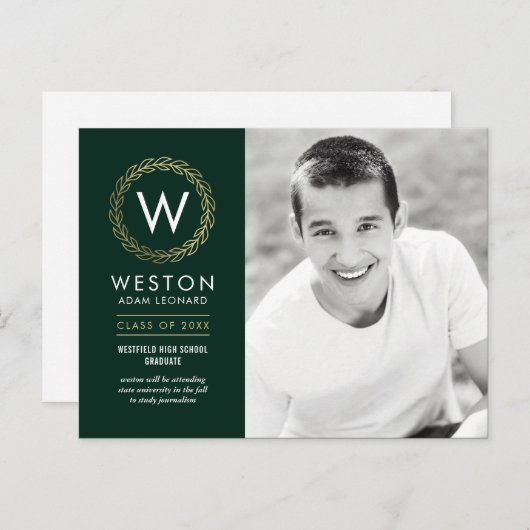 Classic Wreath EDITABLE FARBEN Abschluss Postkarte (Vorne/Hinten)