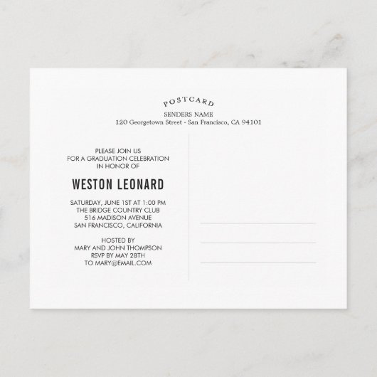 Classic Wreath EDITABLE FARBEN Abschluss Postkarte (Rückseite)