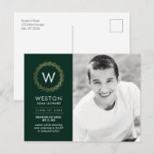 Classic Wreath EDITABLE FARBEN Abschluss Postkarte (Vorne/Hinten)
