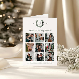 Classic Wreath Monogram Multi-Foto Faltgedeckter U Karte