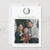 Classic Wreath Monogram Single Foto Holiday Card Einladung (Vorderseite)