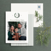 Classic Wreath Monogram Single Foto Holiday Card Einladung