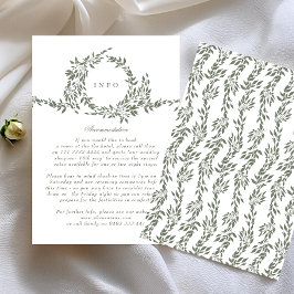 Classic Wreath Sage Green Elegante Wedding INFO Begleitkarte