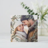 Classic Wreath White Sage Green Foto QR Wedding Save The Date (Stehend Vorderseite)