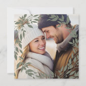 Classic Wreath White Sage Green Foto QR Wedding Save The Date (Vorderseite)