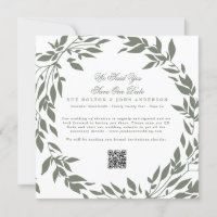 Classic Wreath White Sage Green Foto QR Wedding