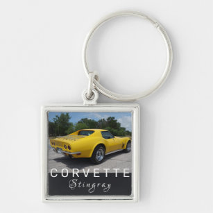 GM Chevrolet Corvette Logo Schlüsselanhänger Keyring silber schwarz Racing 44mm 