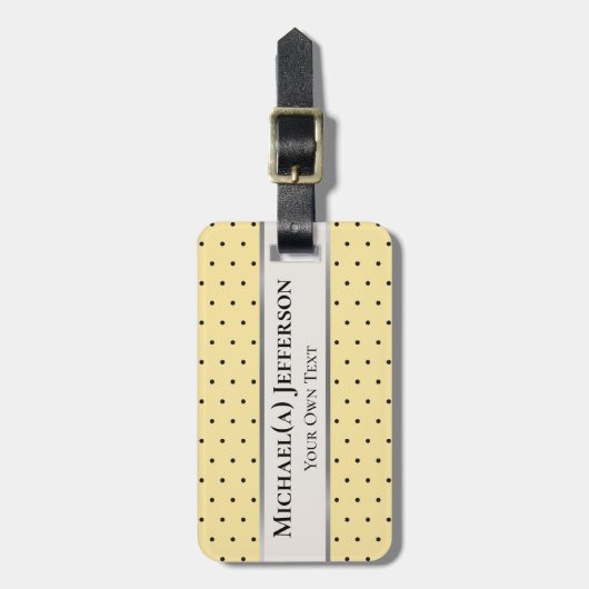 Classic Yellow Black Polka Dot, Gray Accent Stripe Gepäckanhänger (Vorderseite vertikal)