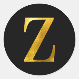 Classic Yellow Foil Monogram Z auf Black Runder Aufkleber