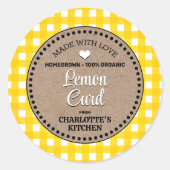 Classic Yellow Gingham Canning Jar Label Runder Aufkleber (Vorderseite)
