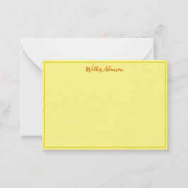 Classic Yellow Gingham Karo Kariert Name Border Mitteilungskarte