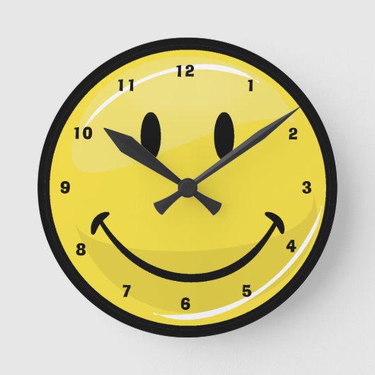 Classic Yellow Happy Face Runde Wanduhr (Vorderseite)