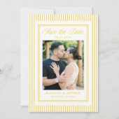 Classic Yellow Stripes Photo Wedding Save The Date (Vorderseite)