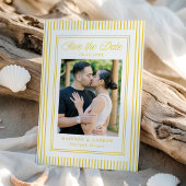 Classic Yellow Stripes Photo Wedding Save The Date