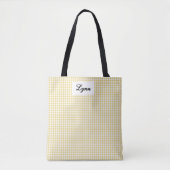 Classic Yellow & White Gingham | Personalized Name Tasche (Vorderseite)