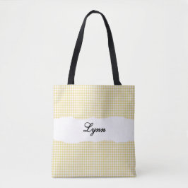 Classic Yellow & White Gingham | Personalized Name Tasche