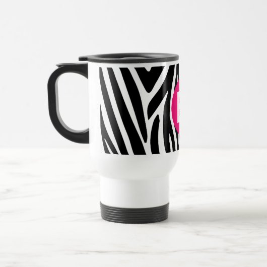 Classic Zebra Stripes Bight Pink Monogram Reisebecher (Links)