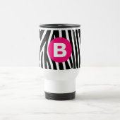 Classic Zebra Stripes Bight Pink Monogram Reisebecher (Mittel)