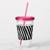 Classic Zebra Stripes Bright Pink Monogram Acryltrinkbecher (Rückseite)