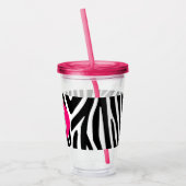 Classic Zebra Stripes Bright Pink Monogram Acryltrinkbecher (Links)