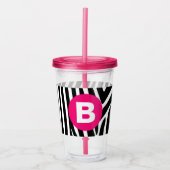Classic Zebra Stripes Bright Pink Monogram Acryltrinkbecher (Vorderseite)