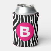 Classic Zebra Stripes Bright Pink Monogram Dosenkühler (Kanne Vorderseite)