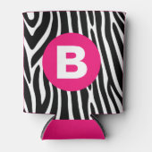 Classic Zebra Stripes Bright Pink Monogram Dosenkühler (Vorderseite)
