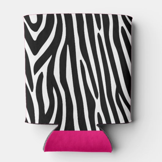 Classic Zebra Stripes Bright Pink Monogram Dosenkühler (Rückseite)