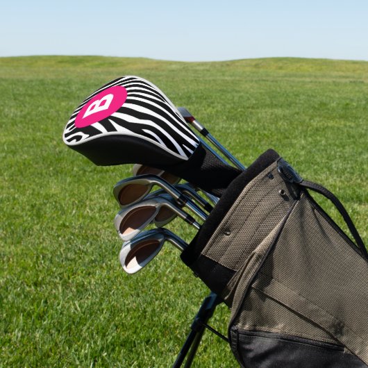 Classic Zebra Stripes Bright Pink Monogram Golf Headcover (In SItu)