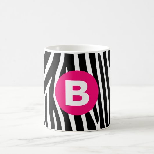 Classic Zebra Stripes Bright Pink Monogram Kaffeetasse (Mittel)