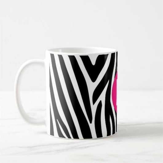 Classic Zebra Stripes Bright Pink Monogram Kaffeetasse (Links)