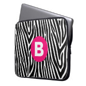 Classic Zebra Stripes Bright Pink Monogram Laptopschutzhülle (Vorderseite Links)
