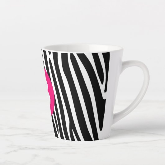 Classic Zebra Stripes Bright Pink Monogram Milchtasse (Rechts)