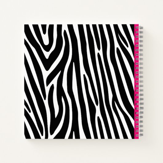 Classic Zebra Stripes Bright Pink Monogram Notizblock (Rückseite)