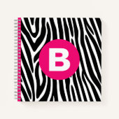 Classic Zebra Stripes Bright Pink Monogram Notizblock (Vorderseite)