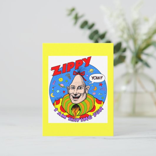 Classic Zippy Yellow Postkarte (Stehend Vorderseite)