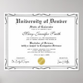 Classical Black White School Certificate Diploma Poster (Vorne)