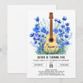 Classical Blue Guitar Boy Birthday Einladung (Vorne/Hinten)
