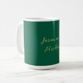 Classical Calligraphy Couple Names Green & Gold Kaffeetasse (Vorderseite Links)