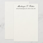 Classical Calligraphy Elegant Plain Black & White Briefpapier (Vorne/Hinten)