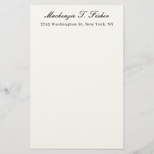 Classical Calligraphy Elegant Plain Black & White Briefpapier (Vorderseite)