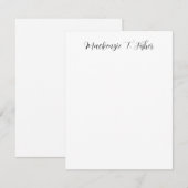 Classical Calligraphy Elegant Plain Black & White Mitteilungskarte (Vorne/Hinten)