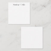 Classical Calligraphy Elegant Plain Black & White Mitteilungskarte (Vorne/Hinten)