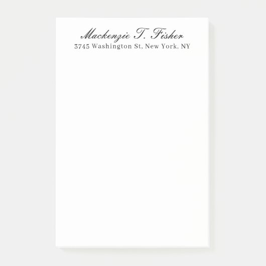 Classical Calligraphy Elegant Plain Black & White Post-it Klebezettel (Vorderseite)
